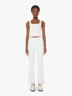NWT MOTHER Weekender Fray White Flare Jeans Size 23